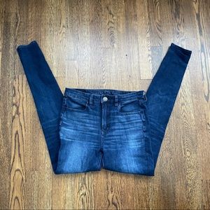 Super high waisted very dark Blue American Eagle skinny jeans